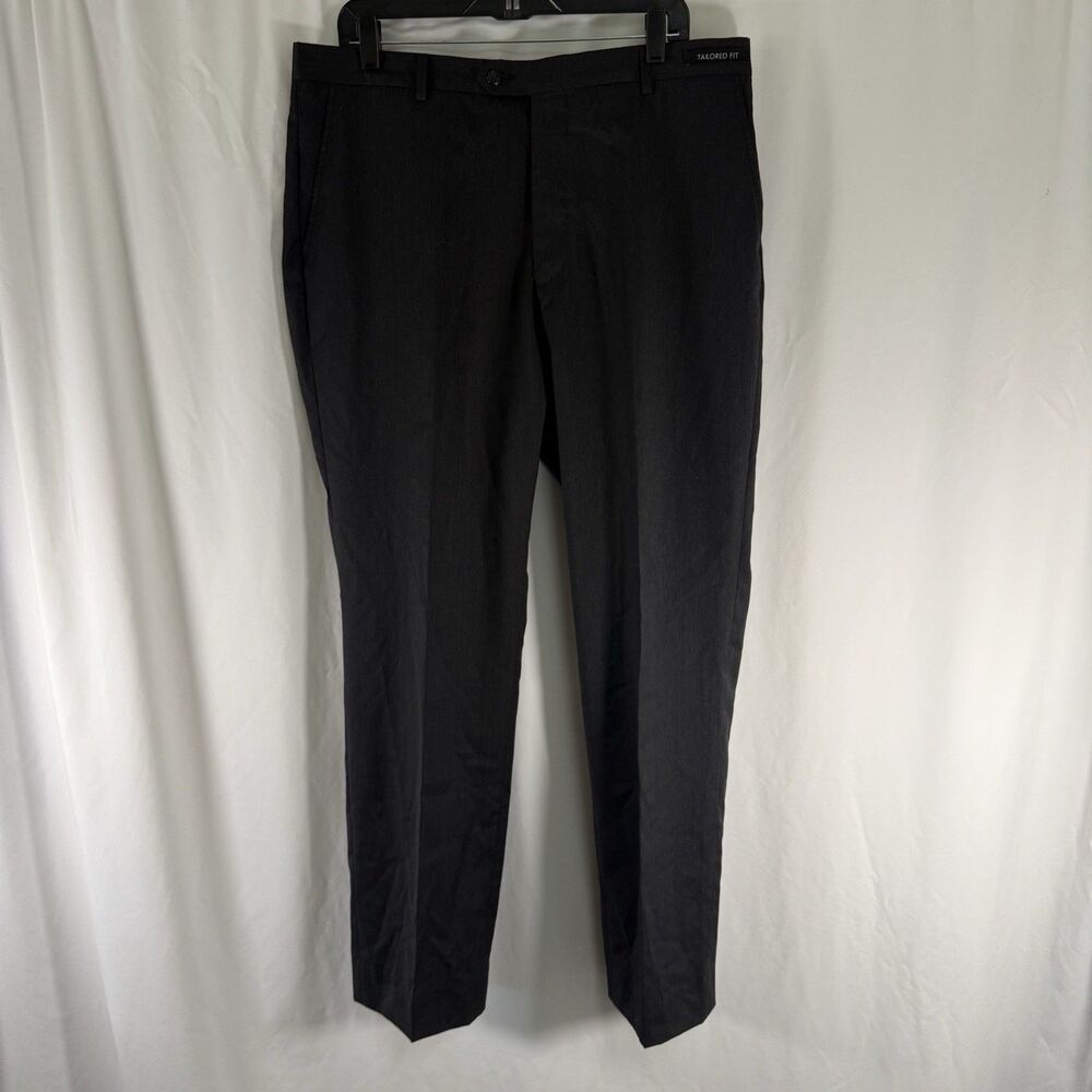 Jos A Bank Wool Dress Pants Men's 36R Black Tailored Fit Flat Front Slash Pocket